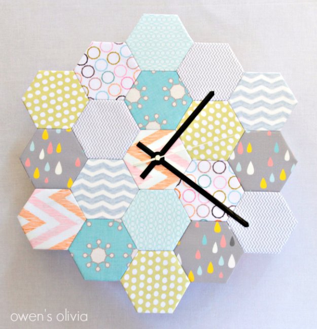 Fabric-Block-Hexagon-Clock