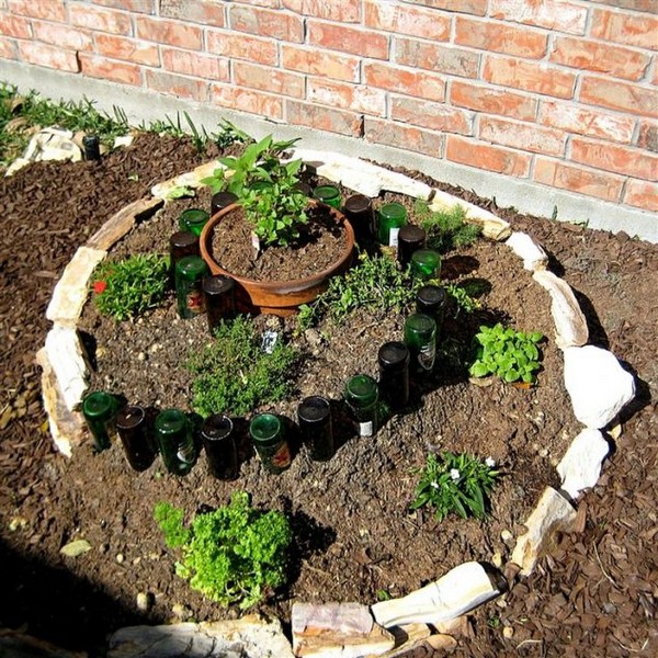garden spiral herb creative outdoor place bottles step planted monotony break recycled making use began