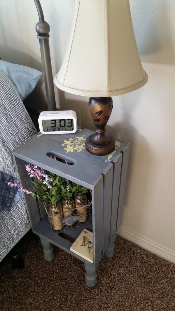 Bedroom Nightstand With Unique Lamp